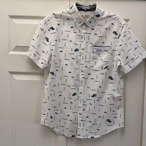 Original Penguin White Shirt with Blue and Yellow Accents